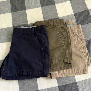 3 pairs jcrew chino shorts LIKE NEW khaki, tan, navy size 6 - perfect condition